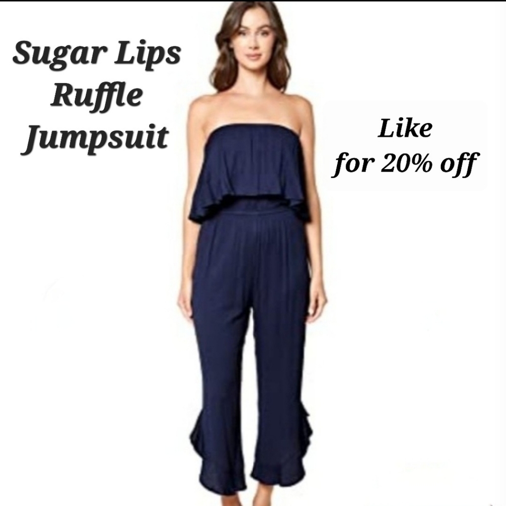 Sugar Lips Lanah Strapless Ruffle Jumpsuit | Sugarlips